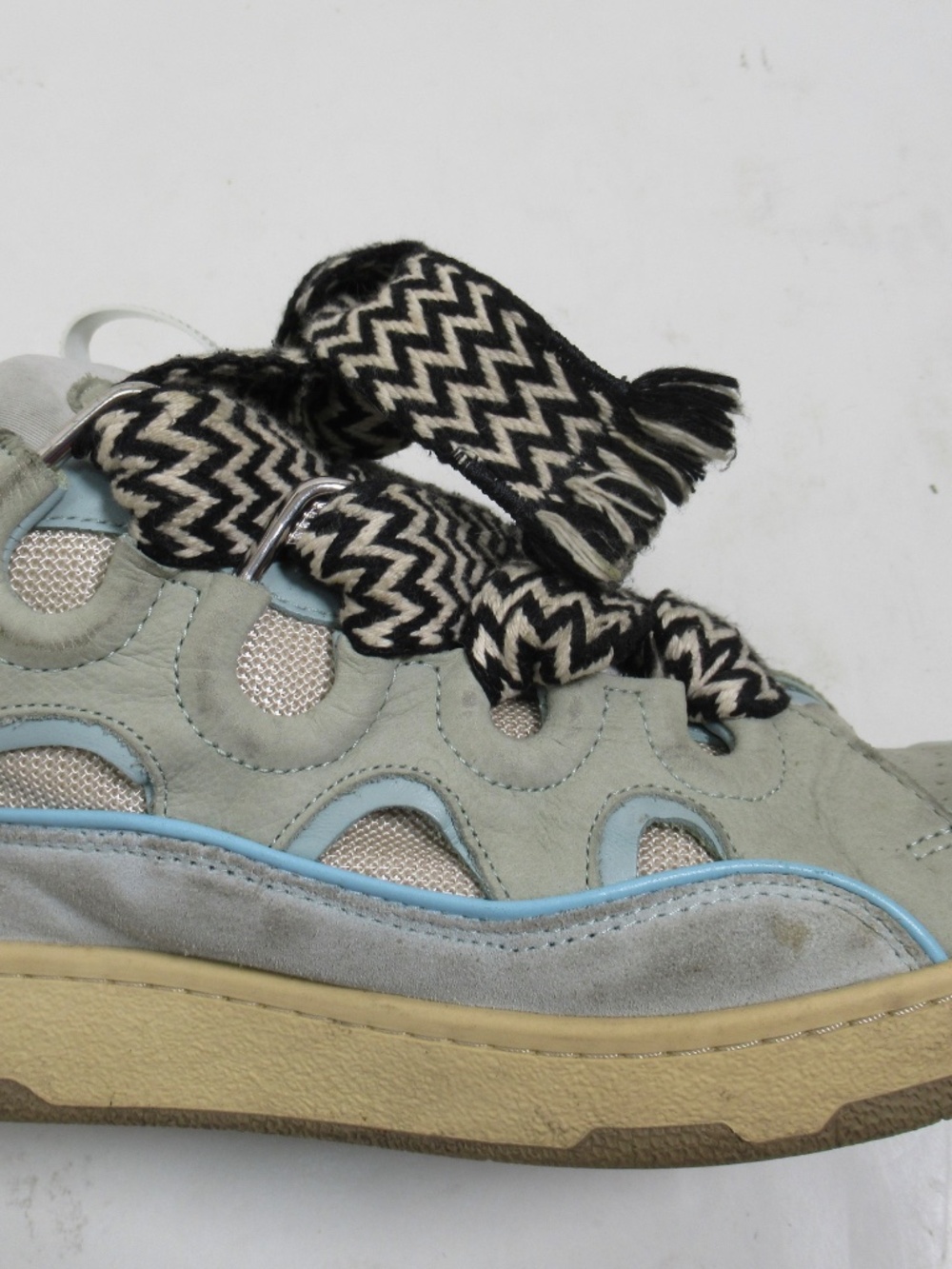 Lanvin Men's Leather Curb Sneakers Pale Blue Size 12 US M / 11 UK / 45 EU
